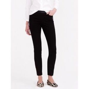 J. Crew Dannie Black High Waisted Leather Trim Waist Skinny Stretch Ankle Pants